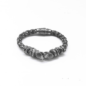 Pulsera de Serpiente Unisex de Acero de Titanio y Alambre Trenzado con Cierre Magnético, Diseño de Zodíaco Animal, Joyería de Regalo - Product Image 1