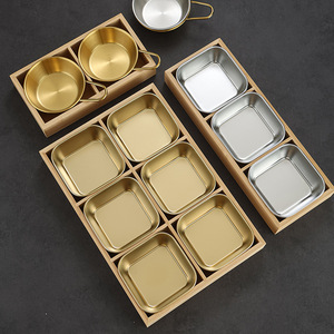 Nine Compartment Serving Tray Stainless Steel Food Platter For Hot Pot Barbecue Restaurants Bamboo Wood Box Multi Function - Product Image 3