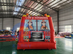 <span class=keywords><strong>Castillo</strong></span> Inflable con Tobogán y Brincolín con Diseño de Camión de Bomberos para Fiestas Infantiles, Certificado CE, en Venta - Product Image 5