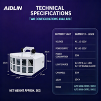 Lampu Kupu-kupu LED 30W Lapis Ganda RGBW 4in1 DMX512 Aktif Suara Otomatis DJ Disko KTV Pesta Efek Pencahayaan Panggung