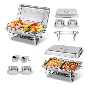 Restaurantbedarf: Edelstahl-Buffet-Ofen-Set mit klappbarem Deckel, Chafing Dish mit Speisenwärmer und Servierausrüstung - Product Image 1