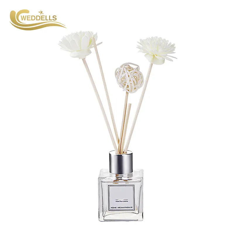 Luxury Home Fragrance Glass Jar Air Fragrance Reed Diffuser With Rattan Sticks