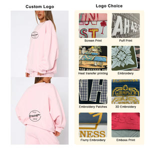 Sweat-shirt en molleton personnalisé 3D Broderie Femmes 400GSM Surdimensionné Epais Cotelé Mock Cou Sweatshirt Ropa De Mujer - Product Image 2