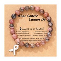 Bracelet pendentif nœud en ruban de quartz rose, pierre précieuse de guérison en rhodonite, sensibilisation au cancer du sein, vente en gros