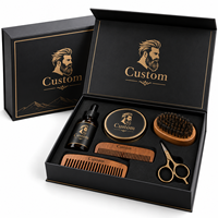 Coffret cadeau de soin de la barbe personnalisé, emballage en papier rigide de luxe avec insert en EVA pour huile à barbe, baume, peigne, brosse, ciseaux, ensembles
