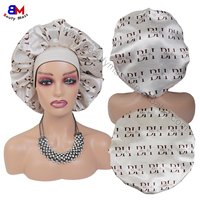 Logo personnalisé Bonnets pour cheveux tachés de soie avec large bande Bande souple Bonnet de bain beauté doux Bonnet de nuit en satin pour le sommeil