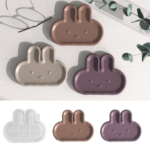 Moule en silicone LEQU Happy And Fun Rabbit Tray, moule 3D réutilisable pour la résine époxy, pour le rangement de bijoux, décoration de la maison - Product Image 1