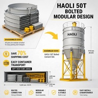 Silo à ciment boulonné professionnel 50T avec un diamètre de 3000 mm, 4 pieds de support robustes pour centrale à béton