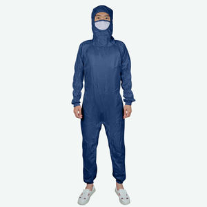 Tuta Antistatica Nera Blu in Rete per Camera Bianca con Protezione Saliva, Cerniera all'Inguine e per Camera Bianca - Product Image 3