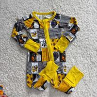 Pyjamas en bambou pour nouveau-nés et tout-petits, combinaisons à fermeture éclair en tissu de bambou pour bébés, vente en gros