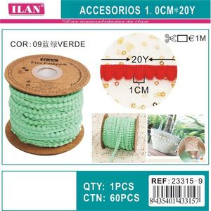 Nastro Pom Pom Verde da 1 cm di Larghezza, 20 Iarde per Decorazioni e Artigianato - Product Image 3