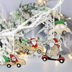 รถบรรทุกมนุษย์หิมะแบบแขวน DIY 3D,ของตกแต่งต้นคริสต์มาสทำจากไม้ซานตาคลอสกวางเรนเดียร์จำนวน8ชิ้น