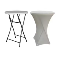 Table de Cocktail Pliante Ronde Blanche Moderne de Fabricant, Haute, Étanche, en Plastique, pour Événements en Extérieur et dans les Parcs
