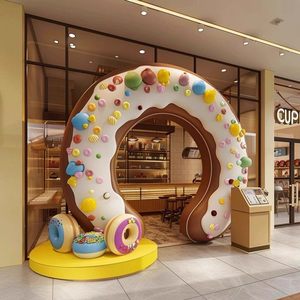 Weatherproof <b>Resin</b> Model Sculpture for Outdoor Bakery Cafe Patio UV Resistant Hand Painted Lifelike 20260412-6 Eye-Catching Donu - Product Image 5