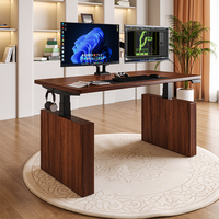 Bureau électrique réglable en hauteur à double moteur, en bois massif, avec tiroir, modulaire et convertible, pour position assise-debout