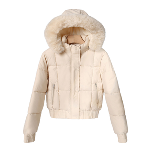 Manteau d'hiver épais en coton matelassé avec fermeture éclair, imprimé animal et col en fourrure pour étudiant - Product Image 1