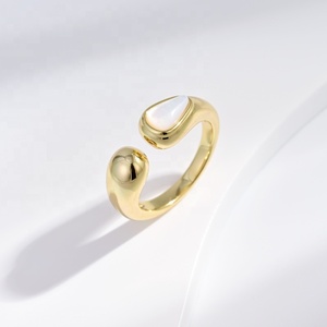 high quality plata 925 sterling <b>silver</b> clover dainty <b>ring</b> custom wedding women <b>adjustable</b> open gold plated resin gemstone <b>rings</b> - Product Image 1