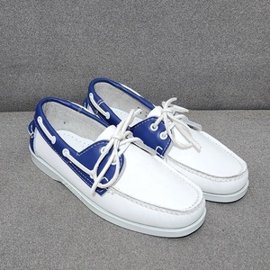 Mocasines de Cuero Vacuno Blancos y Azules Hechos a Mano, Casuales, con Plataforma Antideslizante, para Verano, Suaves, para Conducir, Oficina, Zapatos Náuticos para Hombre - Product Image 3