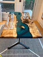 Ensemble de table à manger en bois massif suspendu et en résine époxy Offre Spéciale pour cuisine hôtels et villas accessoires de cuisine accessoirisés