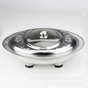 Stainless Steel Serving <b>Tray</b> With Glass Lid Elegant Design For <b>Buffet</b> Use 30cm Diameter - Product Image 4