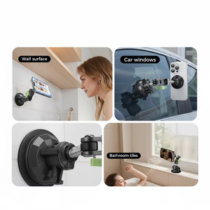 Support de téléphone de voiture extra long OEM ODM avec bras réglable sur 3 axes pour diffusion en direct et enregistrement vidéo, fixation magnétique à ventouse - Product Image 5