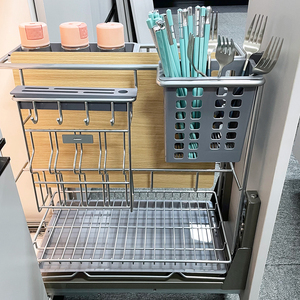 Modern 2-Tier Pull-Out Sliding Shelf Under Organizer & Storage Seasoning <b>Basket</b> - Product Image 1
