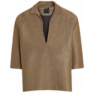 Polo en tricot texturé <span class=keywords><strong>bronze</strong></span> personnalisé – Service OEM/ODM complet, directement de l'usine, échantillonnage rapide en 7-10 jours, marque privée - Product Image 1