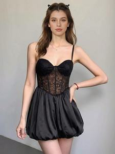 Abito Mini Estivo <span class=keywords><strong>D</strong></span>&M Personalizzato in Stile Americano, Elegante con Scollo a V, Pizzo Traforato, Sexy e Aderente - Product Image 3