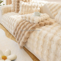 Vente en gros populaire luxe fausse fourrure de lapin chaud doux hiver 3 à 7 places housse de canapé en peluche