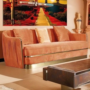Sofá <span class=keywords><strong>de</strong></span> terciopelo plisado naranja dorado, muebles <span class=keywords><strong>de</strong></span> hotel tapizados, sofás <span class=keywords><strong>de</strong></span> 3 plazas - Product Image 4