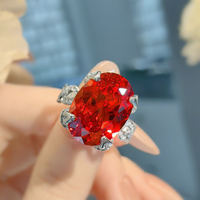 Mode rouge jaune diamant glace fleur coupe anneau lumière luxe nid d'oiseau coupe Pigeon oeuf diamant bague pour femme