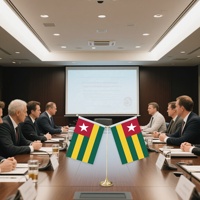 Mini drapeau Togo en forme de Y personnalisable Drapeau de table imprimé numériquement avec base en métal pour décorations