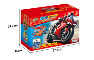 <span class=keywords><strong>Juguete</strong></span> para Niños con Diseño Novedoso, Estacionamiento con Forma de Motocicleta Roja, Musical y con Luces, con 2 Autos Deslizantes de Aleación - Product Image 3