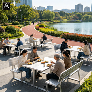 Smart Sports Camping Aluminum Dining <b>Tables</b> <b>Outdoor</b> Dining Park Setting Modern Metal Modern Aluminum <b>Table</b> With <b>Benches</b> AL-02 Al - Product Image 3