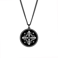 HLSS060 Amulette de Papa Legba Voodoo Loa Veve Charme Vodoun Lwa Talisman Amulette Pendentif en acier inoxydable avec marquage laser