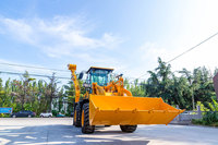 Chargeuse-pelleteuse compacte 6000 kg 4x4 avec pelle de 0,25 m³ et chargeur de 1,2 m³ pour les chantiers de construction urbains