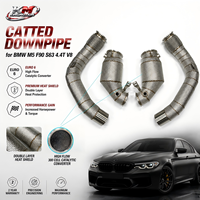 Downpipe KM SS304 Euro 6 High Flow Catted untuk BMW M5 F90 S63 4.4T V8 dengan Pelindung Panas, Peningkatan Performa