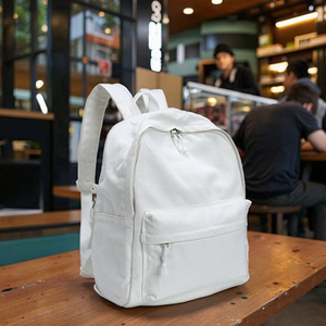 กระเป๋าเป้ผ้าใบสีขาวทำด้วยมือกระเป๋าเป้สะพายหลังผ้าใบผ้าใบสีขาวสำหรับผู้หญิงกระเป๋าเป้สะพายหลัง - Product Image 1