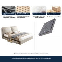 Hochwertiges Italienisches Multifunktionales Stauraumbett Massivholzrahmen Regeneriertes Leder-Polster Kingsize für Schlafzimmer