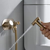 Kit de pulvérisation de bidet de mélangeur de pulvérisateur de bidet, ensemble de douche musulman d'or brossé rond Shattaf, toilette de Shattaf de pulvérisateur tenu dans la main de bidet en laiton