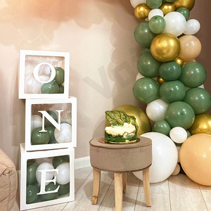 Décoration de fête de mariage, 1er anniversaire, ballon en latex, baby shower, alphabet, nom, emballage transparent, UNE boîte, boîte de ballons d'anniversaire - Product Image 1