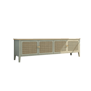 Living Room Furniture Console cabinets wooden frame tv stand with 4 rattan doors