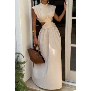 Robe de soirée de luxe beige Palila, style robe de bal, avec décorations scintillantes, tailles XS-XL, pour femmes, taille empire, longueur ras du sol - Product Image 5