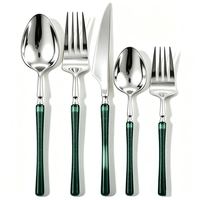 Ensemble de couverts en plastique argenté avec manche côtelé de couleur personnalisée, couverts en plastique réutilisables pour la décoration de table de mariage, banquet, fête