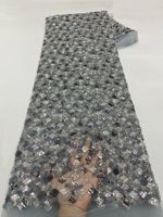 NI.AI Version Améliorée Tissu en Dentelle Géométrique Art Déco à Grille Diamantée Perlée et Pailletée, Tissu en Dentelle de Tulle Festonné en Maille Filet