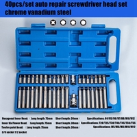 Kit d'outils de 40 embouts Torx, étoile, cannelés et hexagonaux, embouts de tournevis de précision, équipement de garage, outils de réparation professionnels pour l'automobile