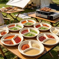 Assiette alimentaire jetable à 3 compartiments en amidon de maïs, biodégradable et respectueuse de l'environnement