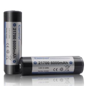 Keeppower 보호 회로 내장 고용량 21700 6000mAh 3.6V 12A 최대 방전 리튬 이온 충전식 배터리 P2160C CE ROHS UN 인증 - Product Image 1