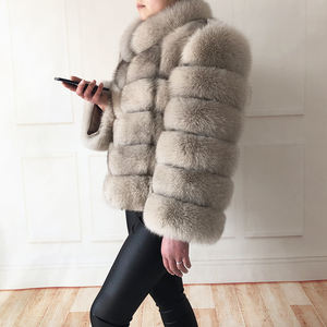 Abrigos de Invierno de Piel Sintética de Zorro para <span class=keywords><strong>Mujer</strong></span> en Tallas Grandes con Manga Desmontable y Tamaño Personalizado en Oferta - Product Image 4