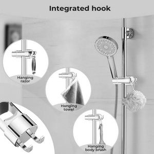 Shower Head Holder with 2 <b>Hooks</b> for 20.5-23.5mm Shower Heads Adjustable Shower Head Bracket for 16-27mm Slide Rod - Product Image 4